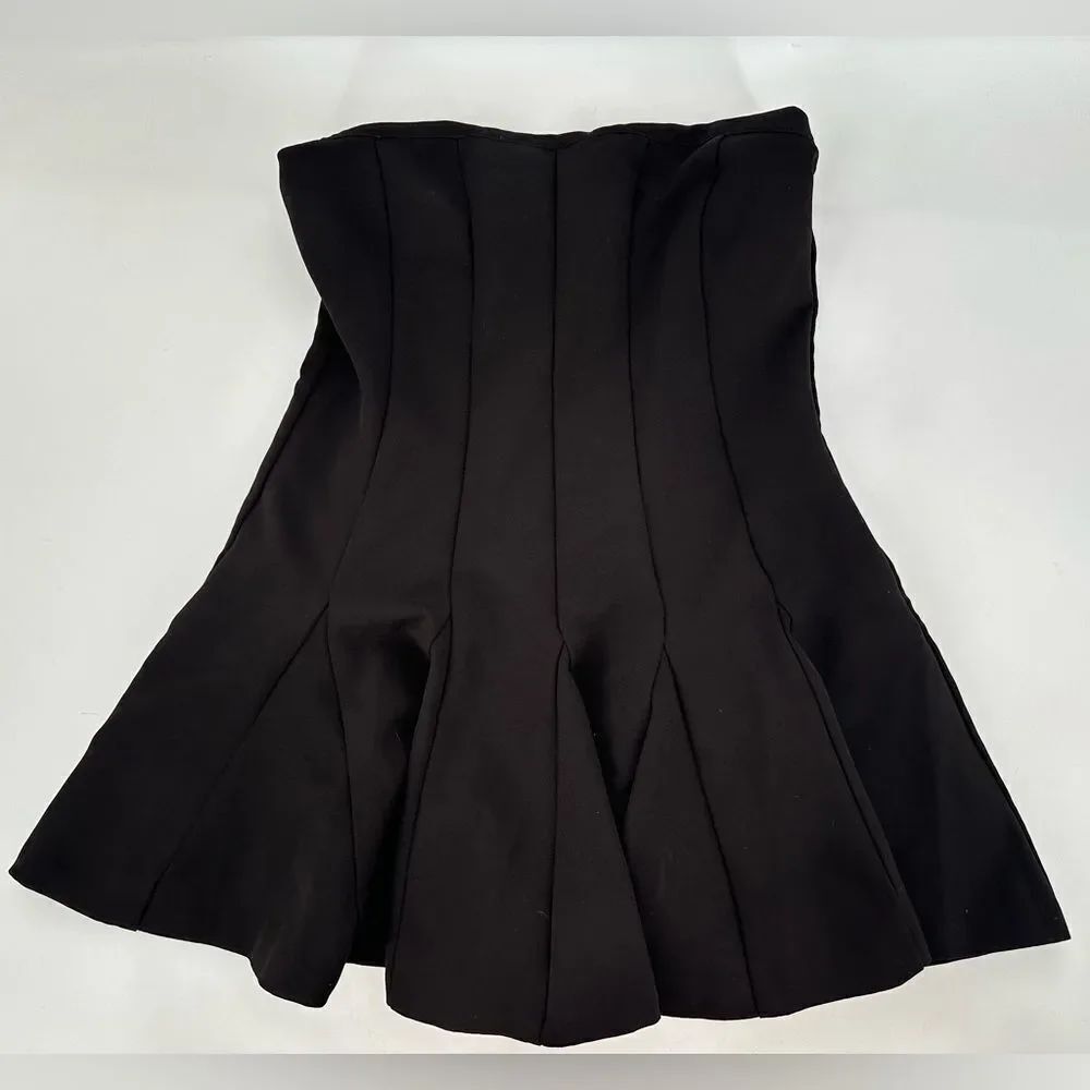 Zara Strapless Godet Mini Dress Black Size Medium